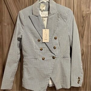 Joie double breasted sear sucker blazer in blue
